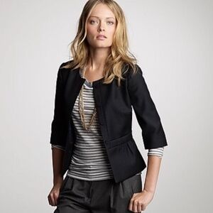 J.Crew Wool Peplum Jacket Navy Blue 3/4 Sleeve Blazer Women’s Size 6